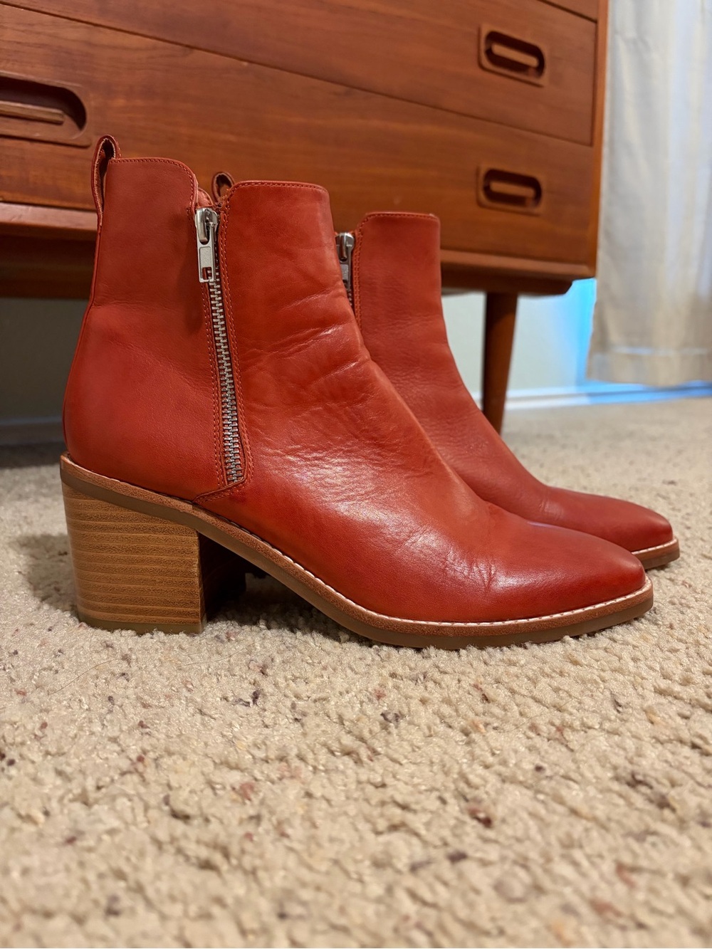 Anthropologie Women's  Leather Block Heel Ankle Boots